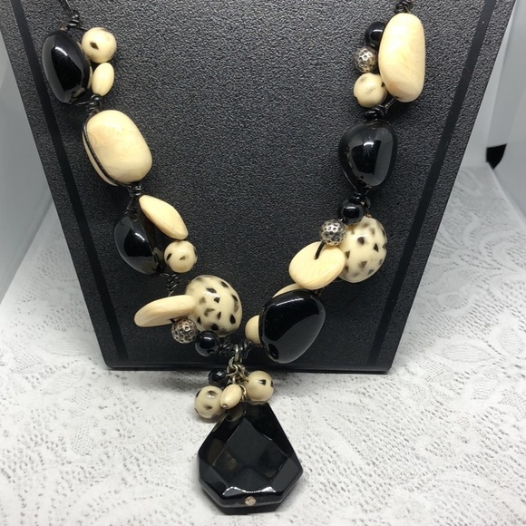 Chico's beaded chunky boho style beaded cord statement necklace. - Picture 6 of 6